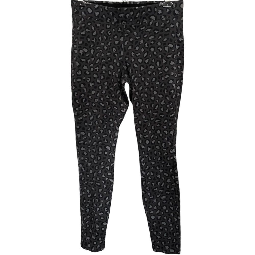 Old Navy Dark Gray & Black Leopard Print High Rise Stretch Leggings. Medium.